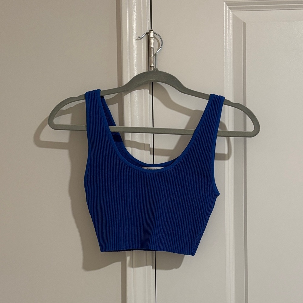 Aritzia Babaton Contour Square-neck Ribbed Tank - Cobalt Blue